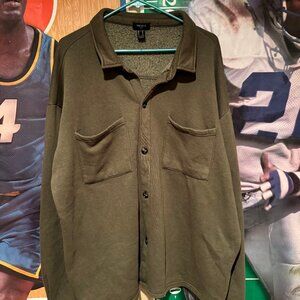 Vintage-Like Y2K Olive Military Style Overshirt Men's XL JACKET OF LONLINESS